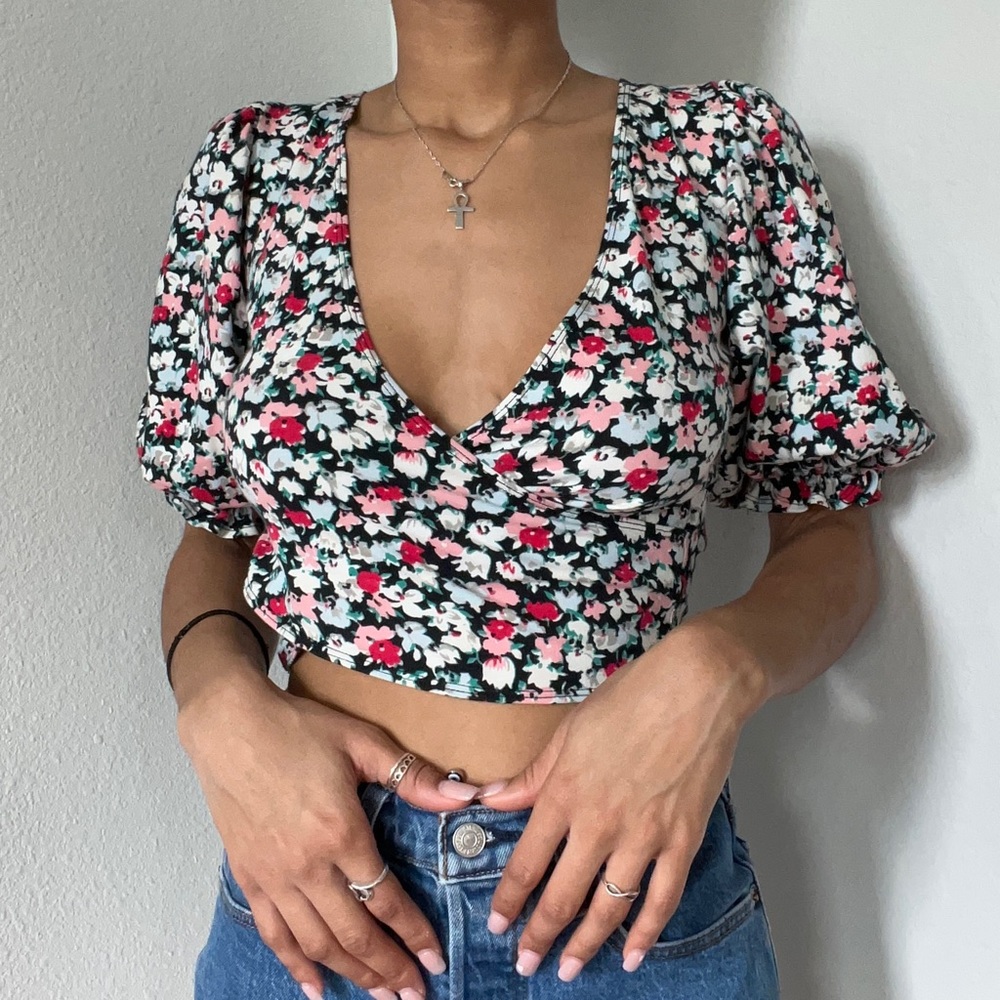 Urban Outfitters Floral Wrap Crop Top